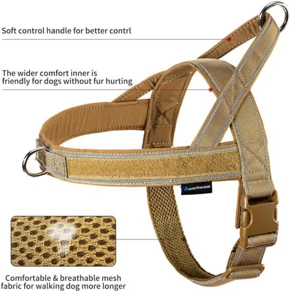 No Pull Dog Harness with Padded Handle+5 Ft Leash,Reflective Strip Escape Proof - Picture 4 of 7